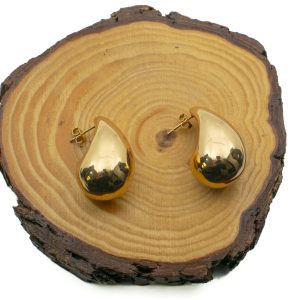 Aros de gota acero grandes dorados